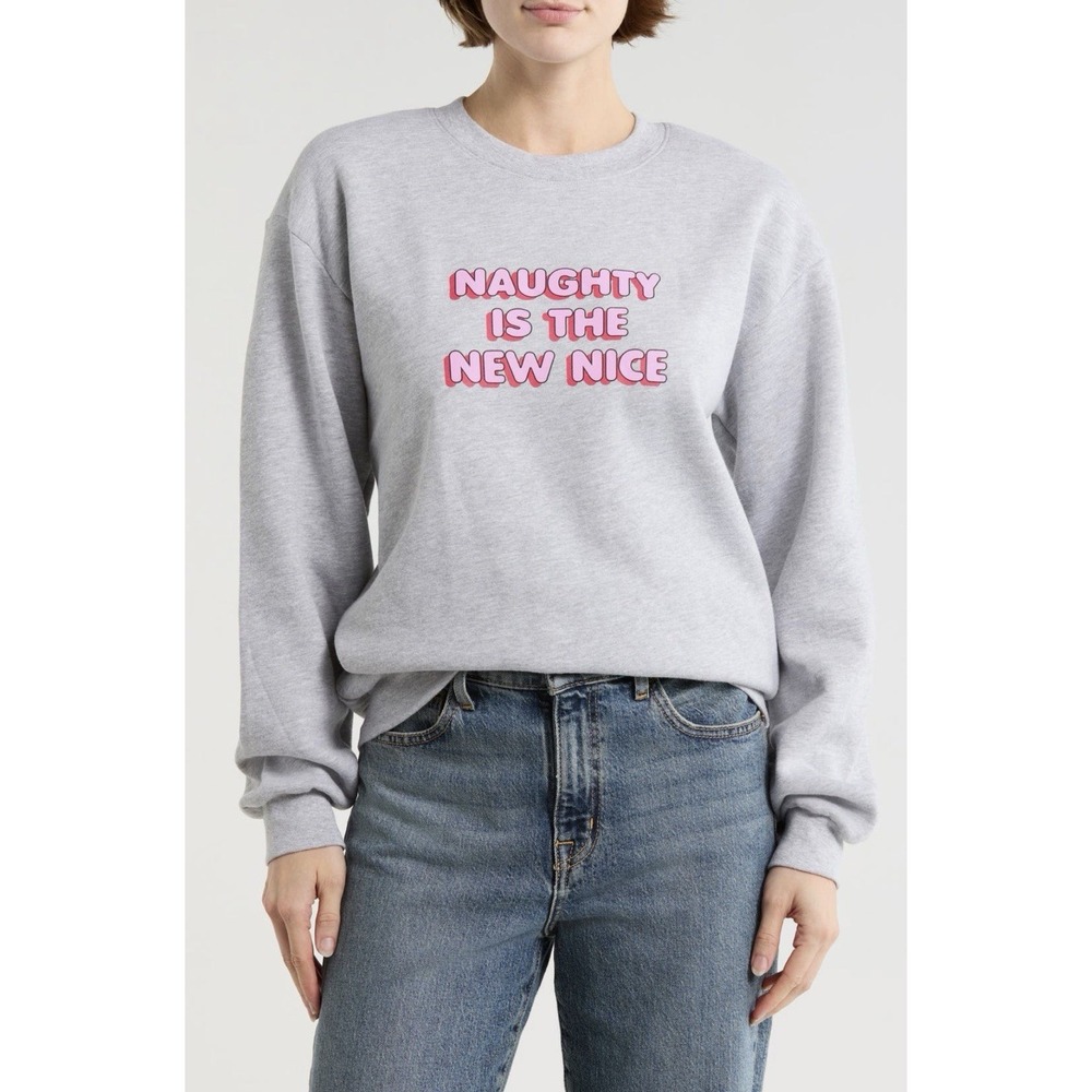 Beach Riot Amelia Graphic Sweatshirt Naughty Is The New Nice Oversized Relaxed